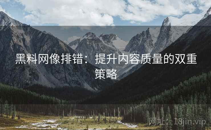 黑料网像排错：提升内容质量的双重策略